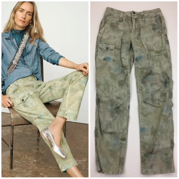 Anthropologie Pants - ANTHROPOLOGIE Green Multi-Color Tie Dye The Wanderer Linen Blend Pants